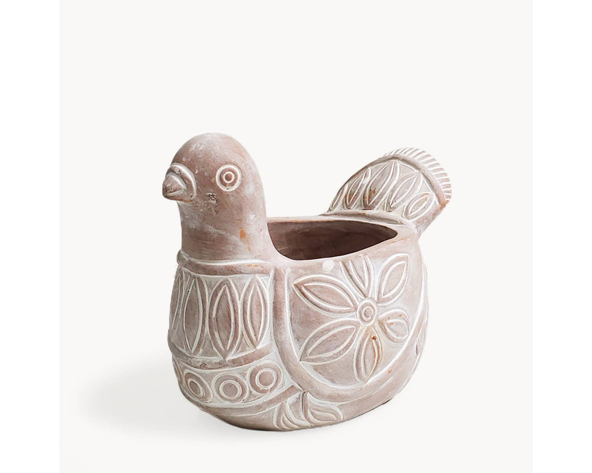 Handmade Terracotta Spotted Dove Planter, Indoor Succulent, Herb or Flower Pot | Housewarming Gift