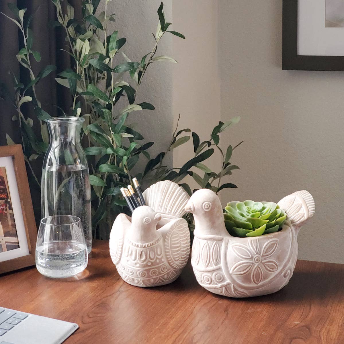 Handmade Terracotta Turtle Dove Planter, Indoor Succulent, Herb or Flower Pot | Housewarming Gift