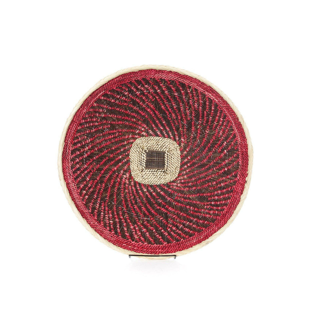 Handwoven BaTonga Pink Spiral Design Wall Basket, Home Decor Housewarming Gift for Her, Large