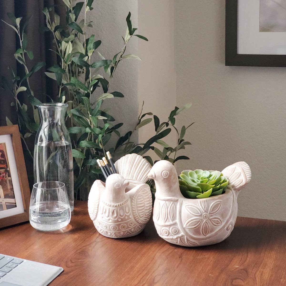 Handmade Terracotta Spotted Dove Planter, Indoor Succulent, Herb or Flower Pot | Housewarming Gift