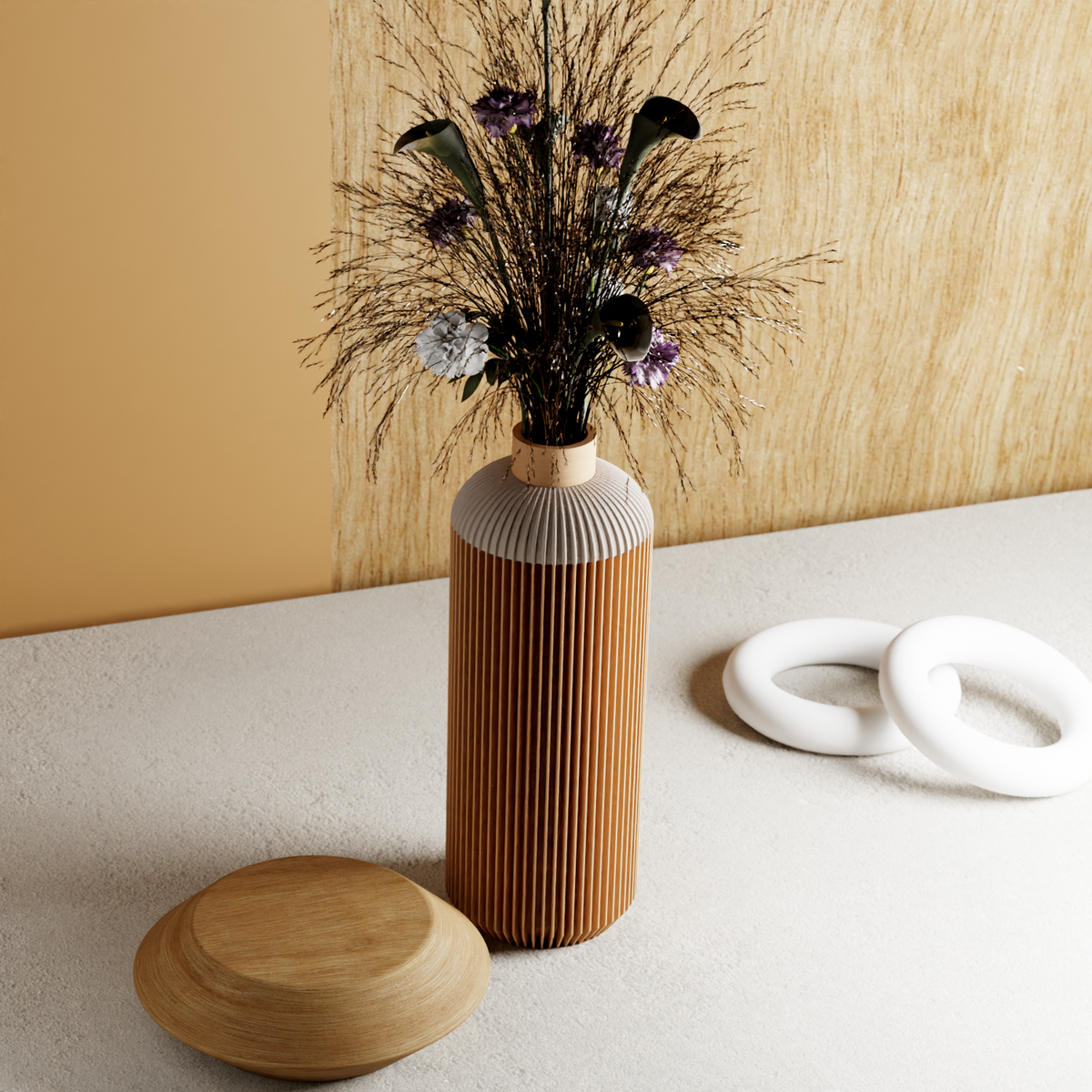 Serenity Vase For Fresh and Dried Flower Bouquet, Home Decor, Housewarming Gift for Her, Natural Wood
