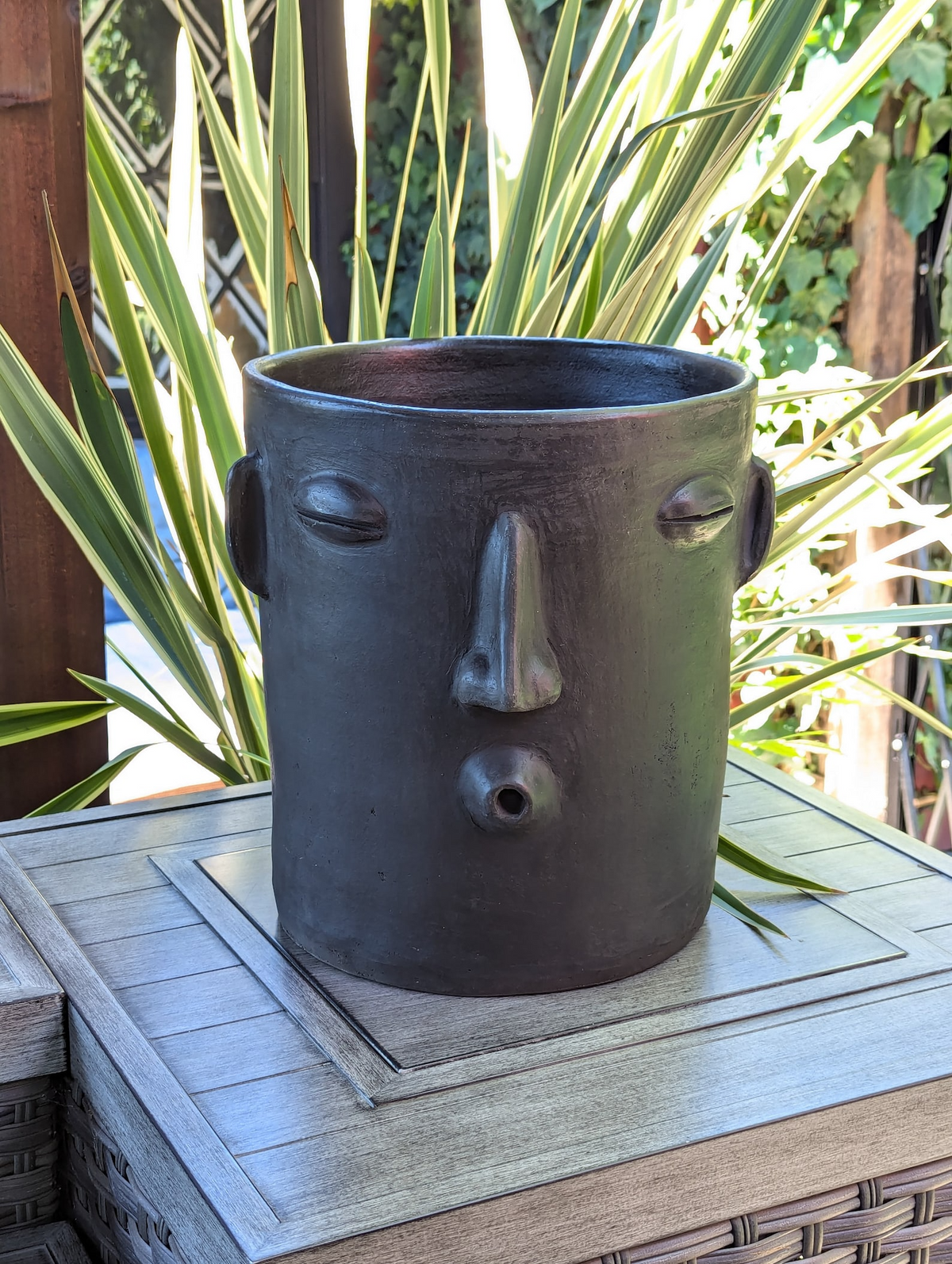 Big Face Planter & Whistler Flower Pot, Handmade Mexican Pottery of Atzompa Mexico, Indoor Outdoor Home Decor