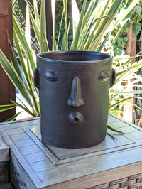 Big Face Planter & Whistler Flower Pot, Handmade Mexican Pottery of Atzompa Mexico, Indoor Outdoor Home Decor