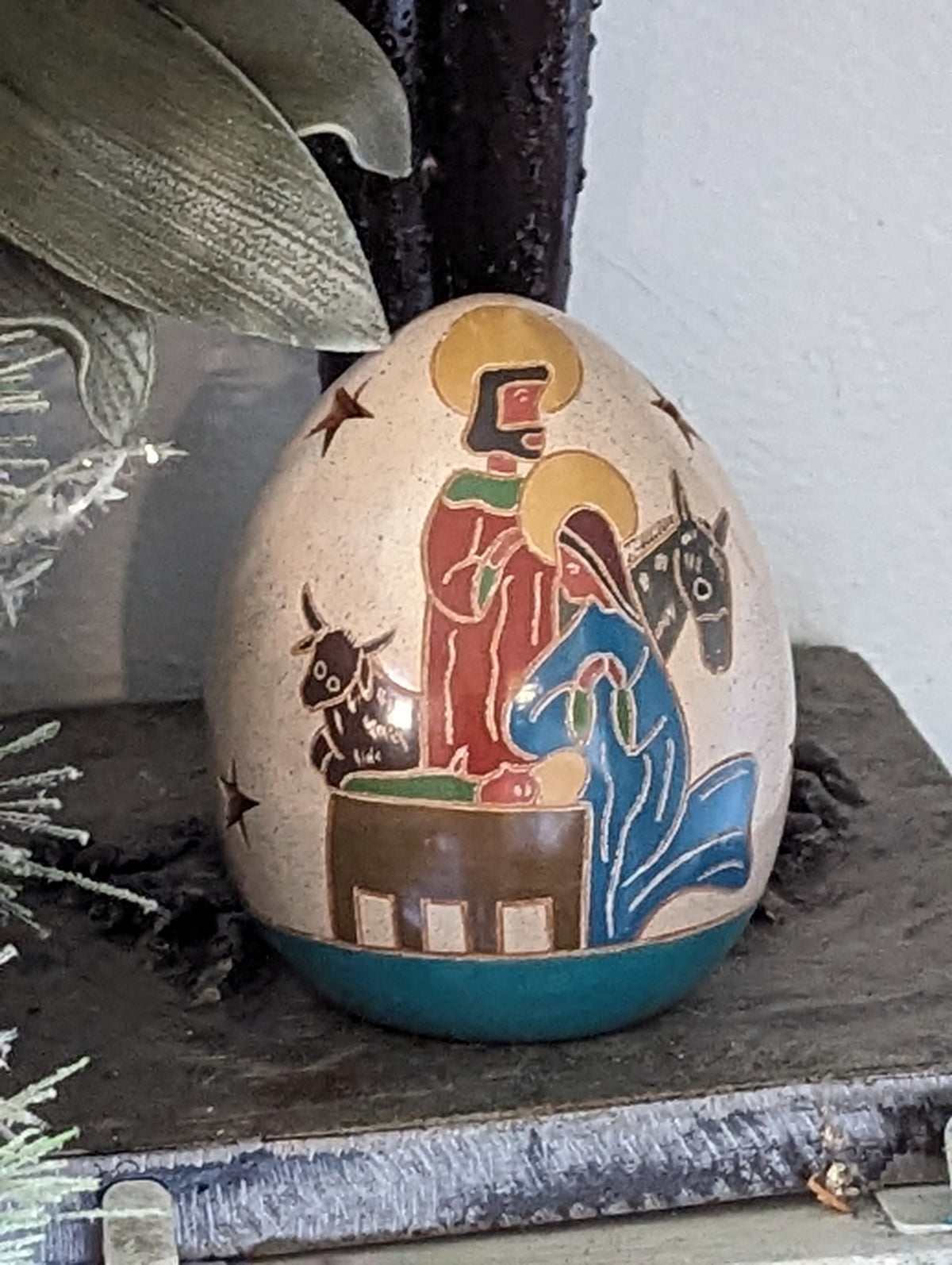 Holy Family with Animals Luminary, Handmade Ceramic Home Decor from Nicaragua, Housewarming Gift