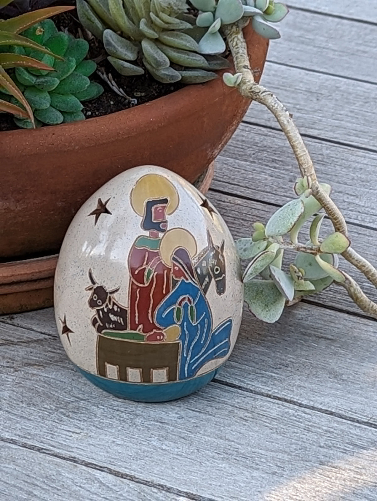 Holy Family with Animals Luminary, Handmade Ceramic Home Decor from Nicaragua, Housewarming Gift