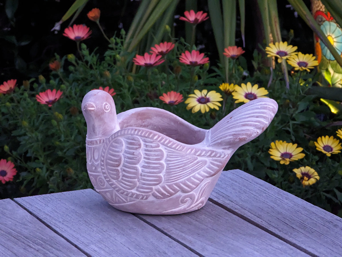 Handmade Terracotta Turtle Dove Planter, Indoor Succulent, Herb or Flower Pot | Housewarming Gift