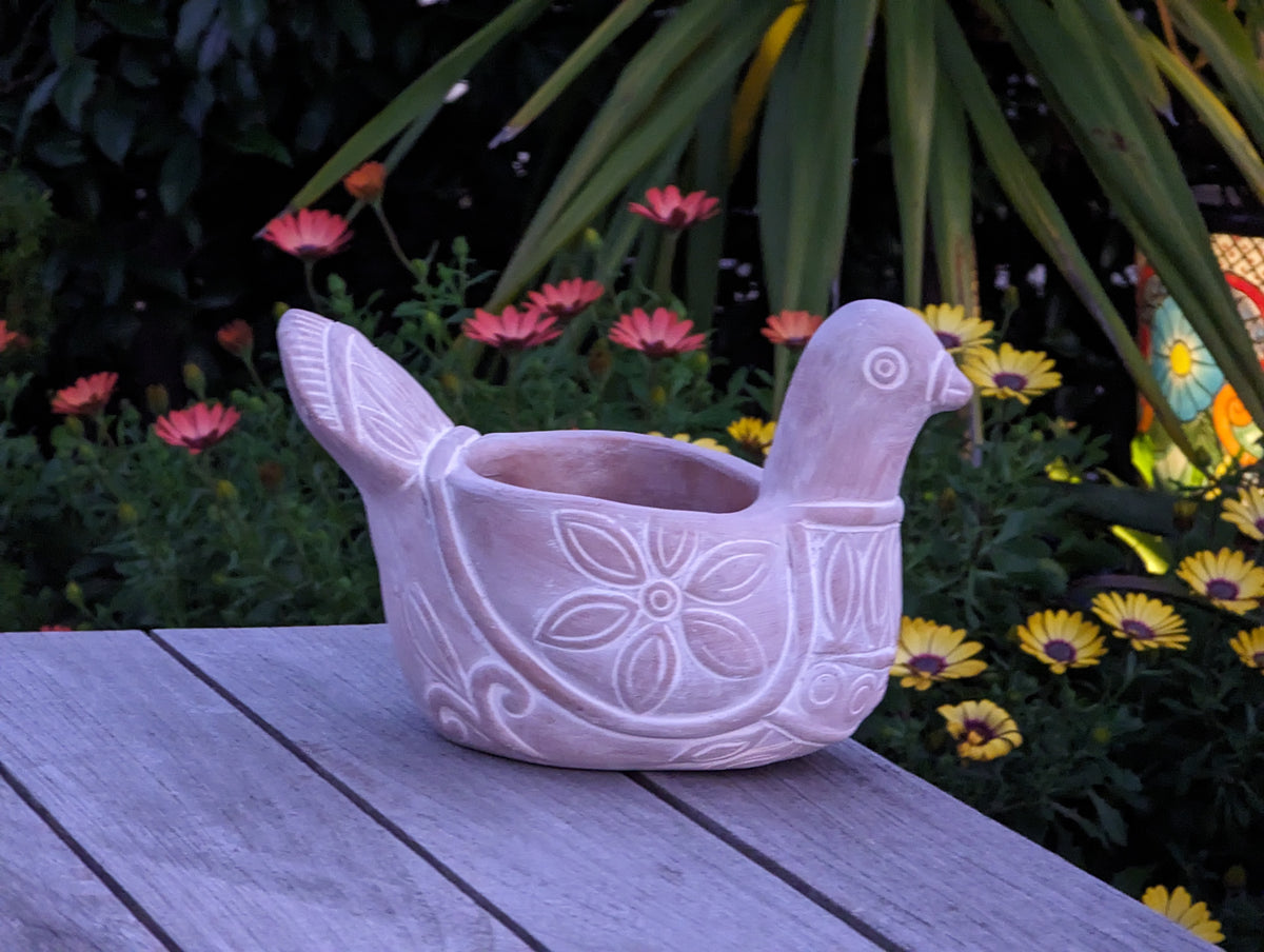 Handmade Terracotta Spotted Dove Planter, Indoor Succulent, Herb or Flower Pot | Housewarming Gift