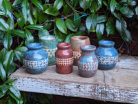 Mini Ceramic Pots (6), Decorative Vessels in Mixed Colors for Plants, Pens, Stuff | Home Decor from Nicaragua