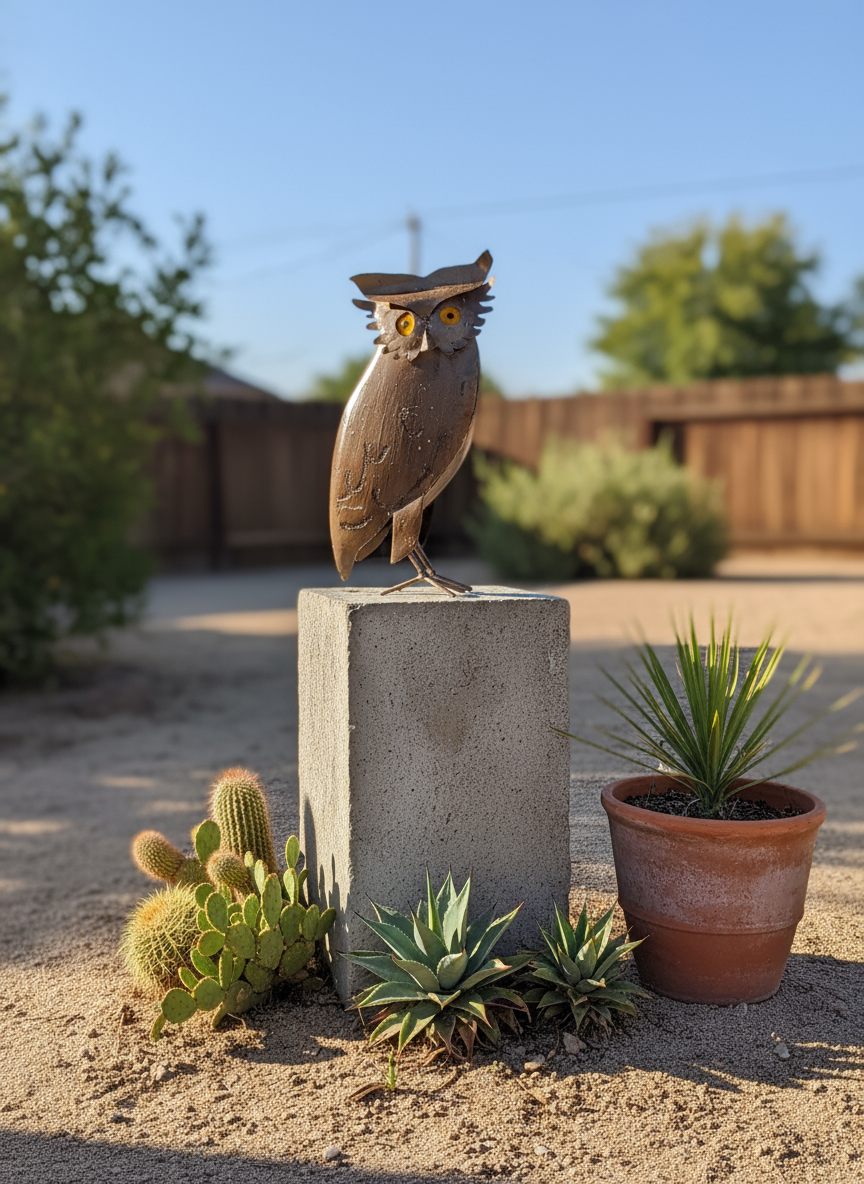 Bronze Owl Garden Decor & Metal Owl Statue, Outdoor Owl Decoration Yard Decor, Metal Owl Sculpture Home Decor Figurine