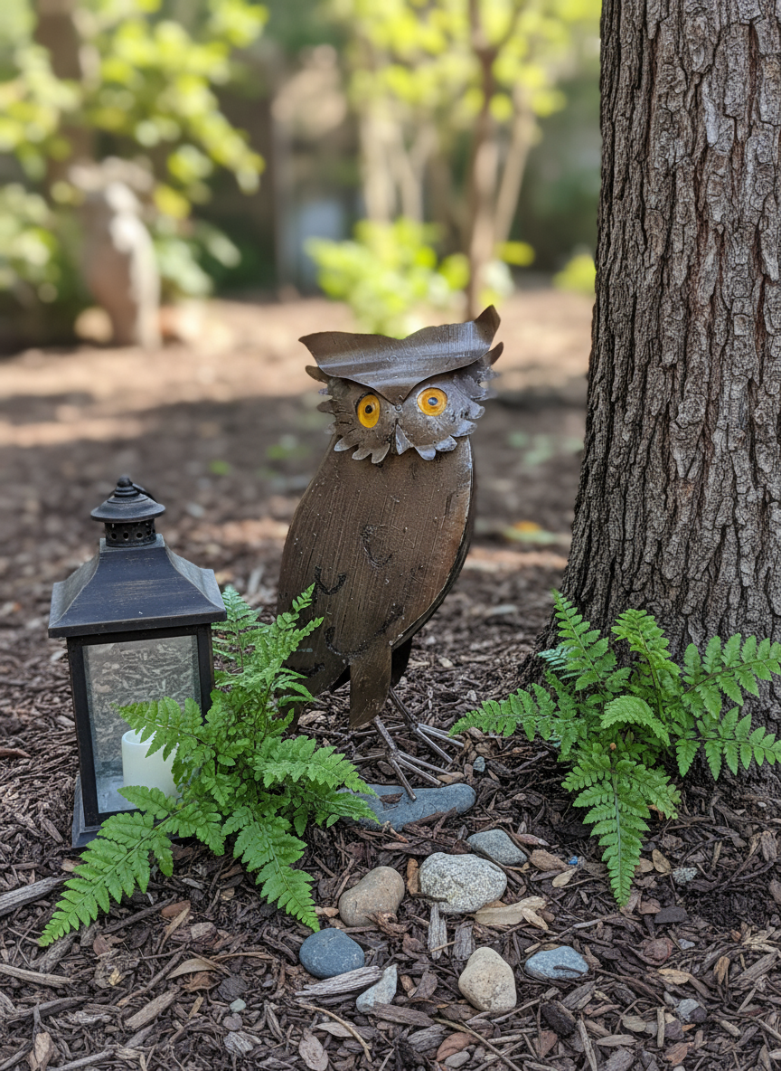 Bronze Owl Garden Decor & Metal Owl Statue, Outdoor Owl Decoration Yard Decor, Metal Owl Sculpture Home Decor Figurine