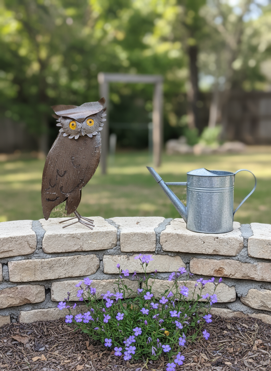 Bronze Owl Garden Decor & Metal Owl Statue, Outdoor Owl Decoration Yard Decor, Metal Owl Sculpture Home Decor Figurine