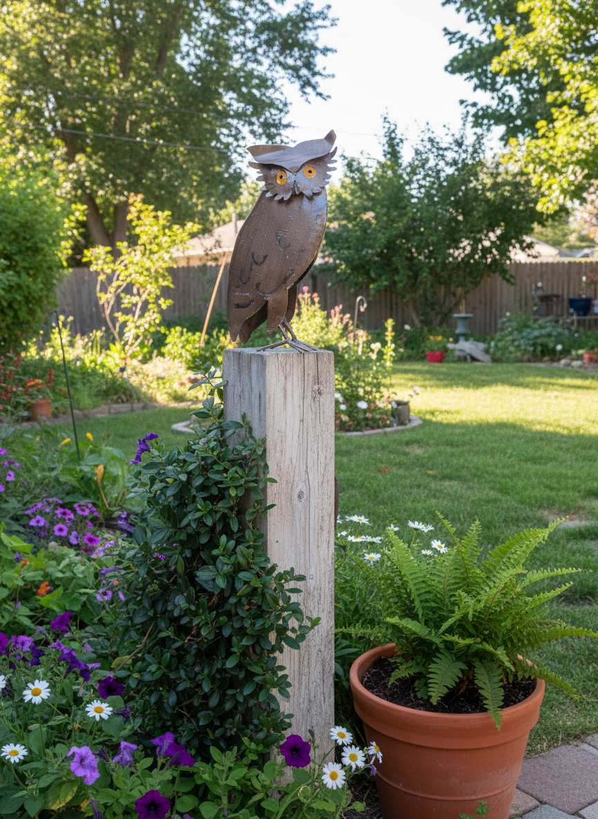 Bronze Owl Garden Decor & Metal Owl Statue, Outdoor Owl Decoration Yard Decor, Metal Owl Sculpture Home Decor Figurine