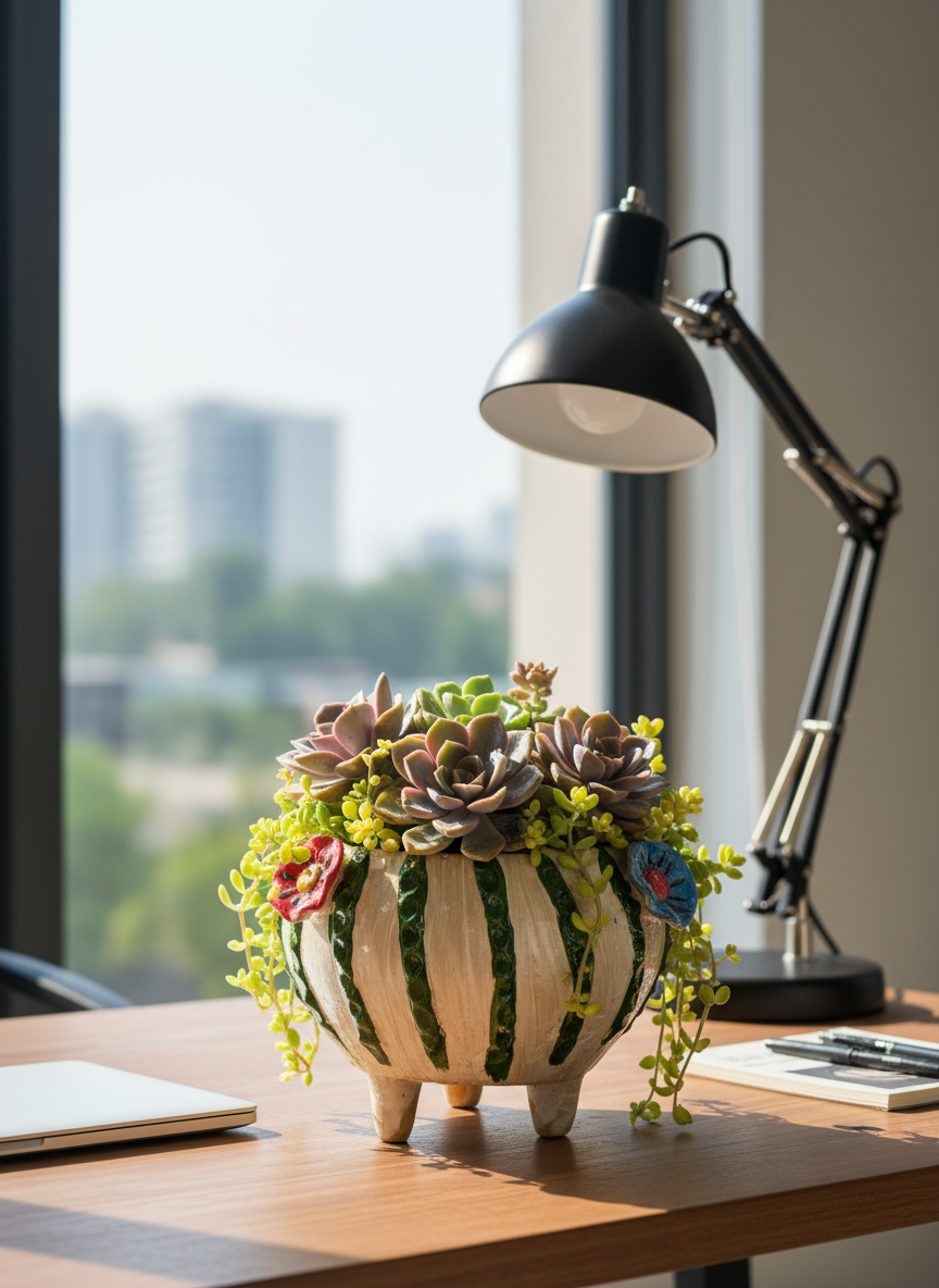 Ceramic Planter, Cactus Flower Pot, Handmade Mexican Pottery from Atzompa, Mexico, Home Decor, Indoor or Outdoor Decor, Charming Plant Pot