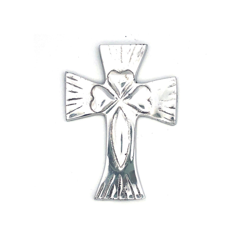 Recycled Aluminum Cross with Hearts  Home Decor, Housewarming Gift for Her