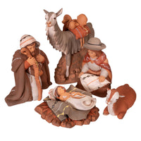 Holy Family and Llama, Fine Ceramic Nativity Set of 5 Christmas Decor