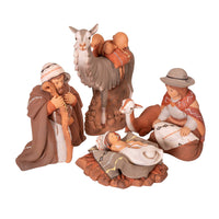 Holy Family and Llama, Fine Ceramic Nativity Set of 5 Christmas Decor