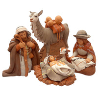 Holy Family and Llama, Fine Ceramic Nativity Set of 5 Christmas Decor