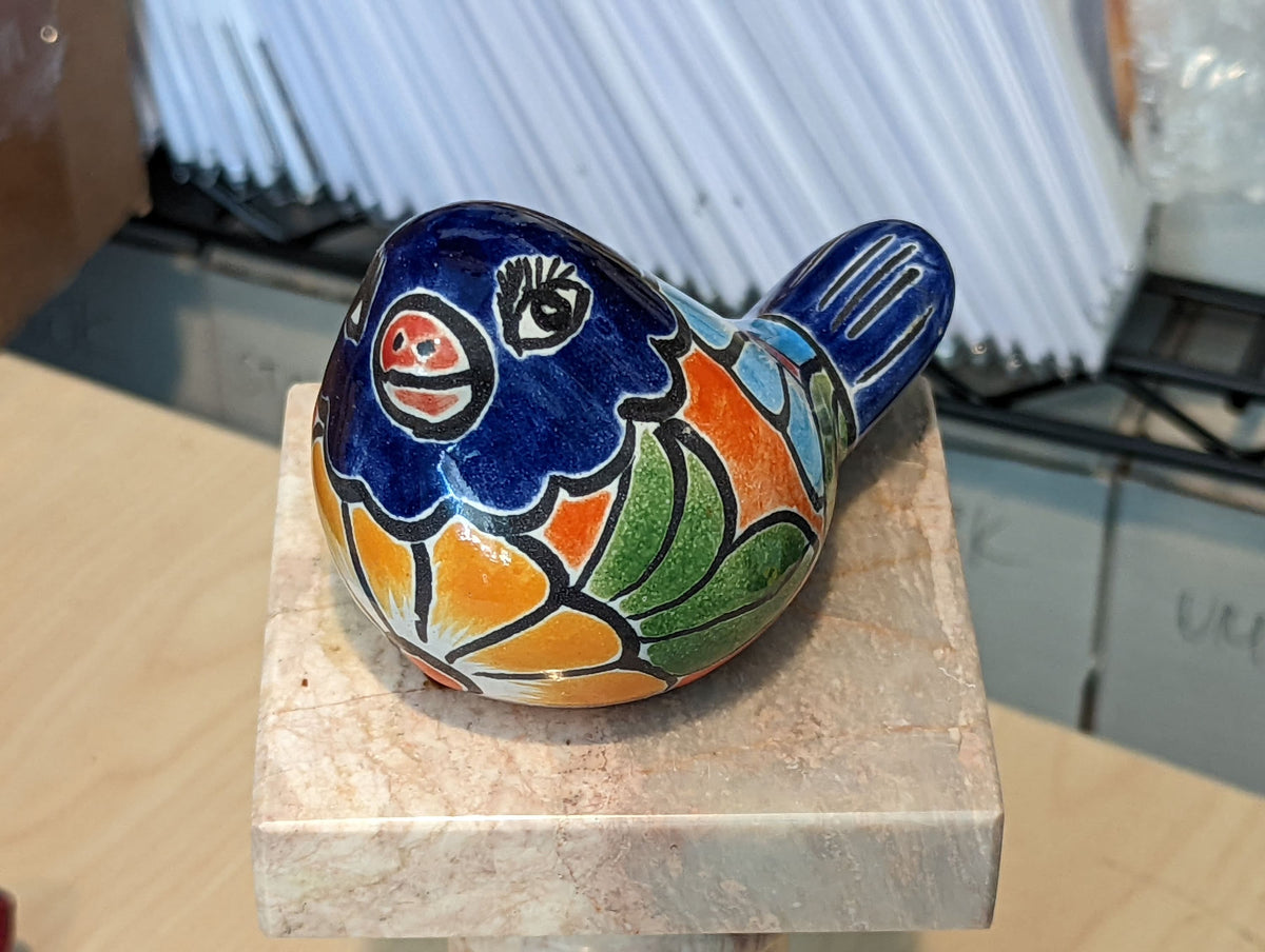 Talavera Birdie Home Decor | Ceramic Pottery Bird Statue & Small Bird Decor, Colorful Bird Art for Home, Yard or Garden Decor