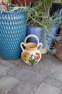 Planter+ Handles, Ceramic Flower Pot, Handmade Mexican Pottery from Atzompa, Mexico, Home Decor, Indoor or Outdoor Decor, Charming Plant Pot