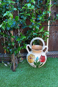 Planter+ Handles, Ceramic Flower Pot, Handmade Mexican Pottery from Atzompa, Mexico, Home Decor, Indoor or Outdoor Decor, Charming Plant Pot