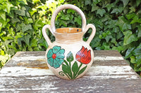 Planter+ Handles, Ceramic Flower Pot, Handmade Mexican Pottery from Atzompa, Mexico, Home Decor, Indoor or Outdoor Decor, Charming Plant Pot