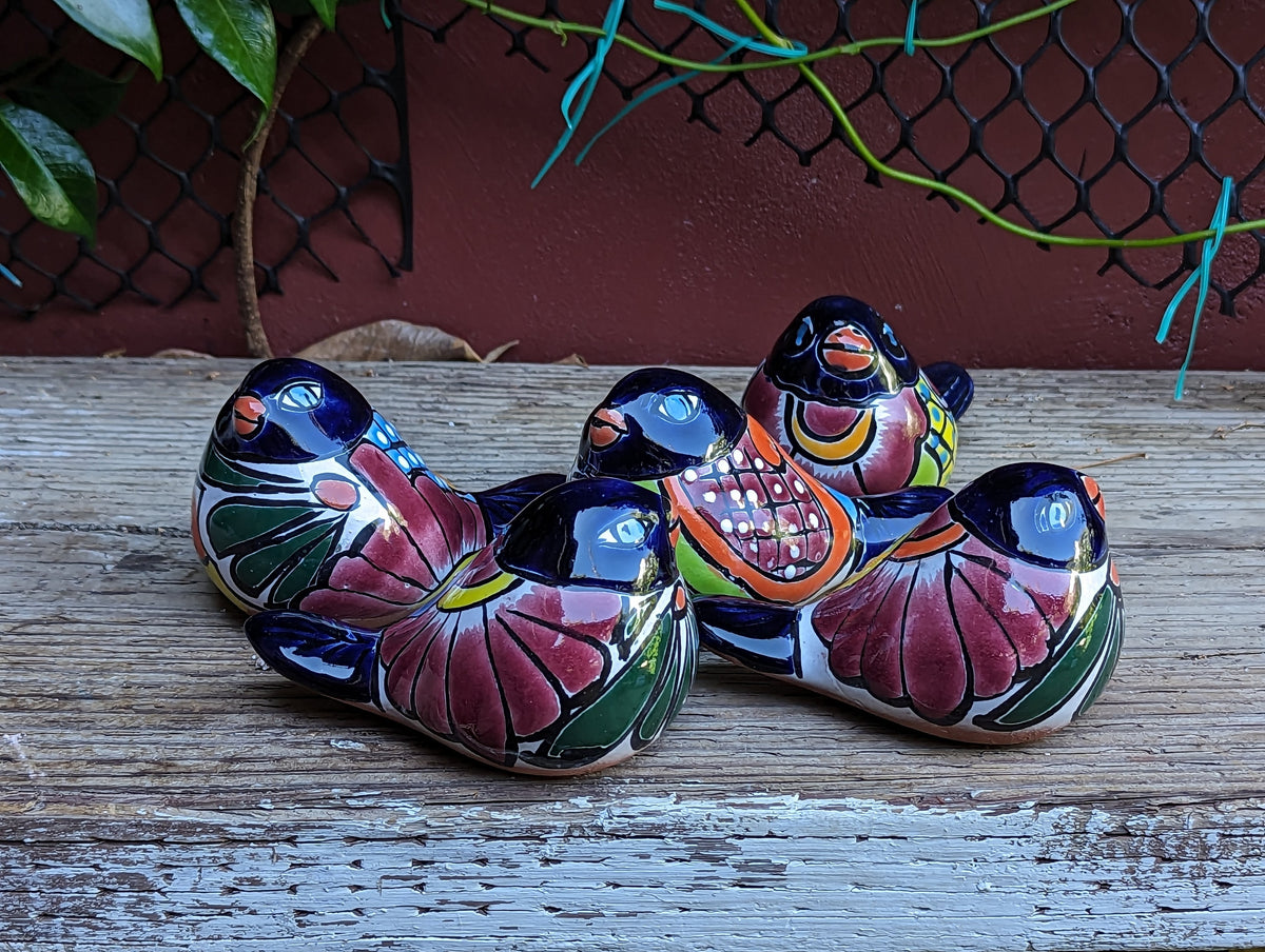 Talavera Birdie Home Decor | Ceramic Pottery Bird Statue & Small Bird Decor, Colorful Bird Art for Home, Yard or Garden Decor