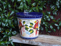 Parrots Flower Pot | 10.5" Round Ceramic Planter is Handmade Talavera Pottery - Use as Outdoor Garden Decor, Indoor Home Decor, Centerpiece