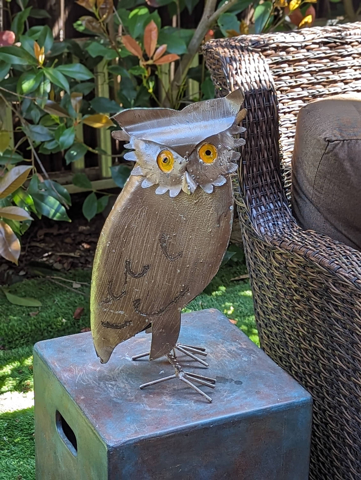 Bronze Owl Garden Decor & Metal Owl Statue, Outdoor Owl Decoration Yard Decor, Metal Owl Sculpture Home Decor Figurine