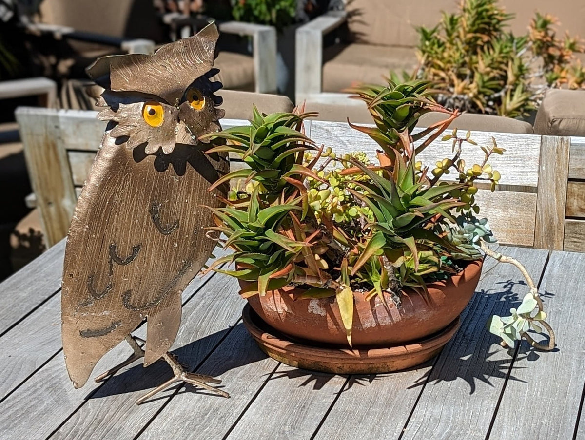 Bronze Owl Garden Decor & Metal Owl Statue, Outdoor Owl Decoration Yard Decor, Metal Owl Sculpture Home Decor Figurine