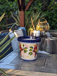 Parrots Flower Pot | 10.5" Round Ceramic Planter is Handmade Talavera Pottery - Use as Outdoor Garden Decor, Indoor Home Decor, Centerpiece