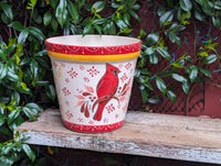 Cardinal Flower Pot | 10.5"Round Ceramic Planter is Handmade Mexican Pottery - Use as Outdoor Garden Decor, Indoor Home Decor, Centerpiece