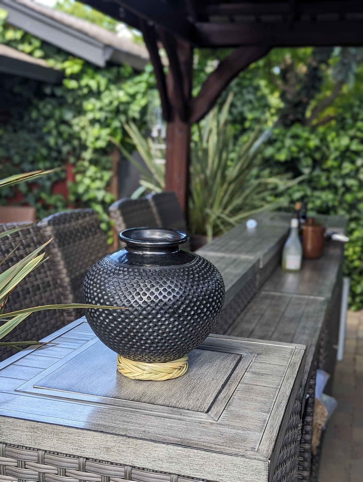 Decorative Centerpiece or Stunning Dried Flower Vase | Black Pottery Home Decor Handmade Mexican Pottery of San Bartolo, Oaxaca Indoor Decor