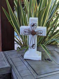 White Wooden Cross Decor & Mexican Art | Decorative Cross is Indoor Home Decor Handmade by Skilled Craftsman in Mexico