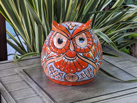 Ceramic Owl Flower Pot - Handmade Talavera Pottery, Mexico Home Decor, Indoor or Outdoor Planter