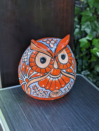 Ceramic Owl Flower Pot - Handmade Talavera Pottery, Mexico Home Decor, Indoor or Outdoor Planter
