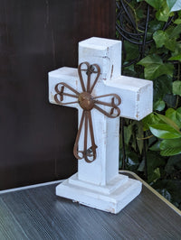 White Wooden Cross Decor & Mexican Art | Decorative Cross is Indoor Home Decor Handmade by Skilled Craftsman in Mexico