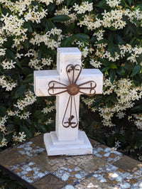White Wooden Cross Decor & Mexican Art | Decorative Cross is Indoor Home Decor Handmade by Skilled Craftsman in Mexico
