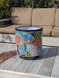 14" Tall Round Flower Pot is Colorful Talavera Ceramic Planter, Handmade Mexican Pottery | Garden Art, Home Decor or Housewarming Gift