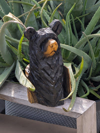 Black Bear Home Decor & Yard Art | Handmade by Chainsaw in Texas Wooden Statue for Your Kitchen Counter, Home Accent or Yard Art