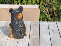 Black Bear Home Decor & Yard Art | Handmade by Chainsaw in Texas Wooden Statue for Your Kitchen Counter, Home Accent or Yard Art