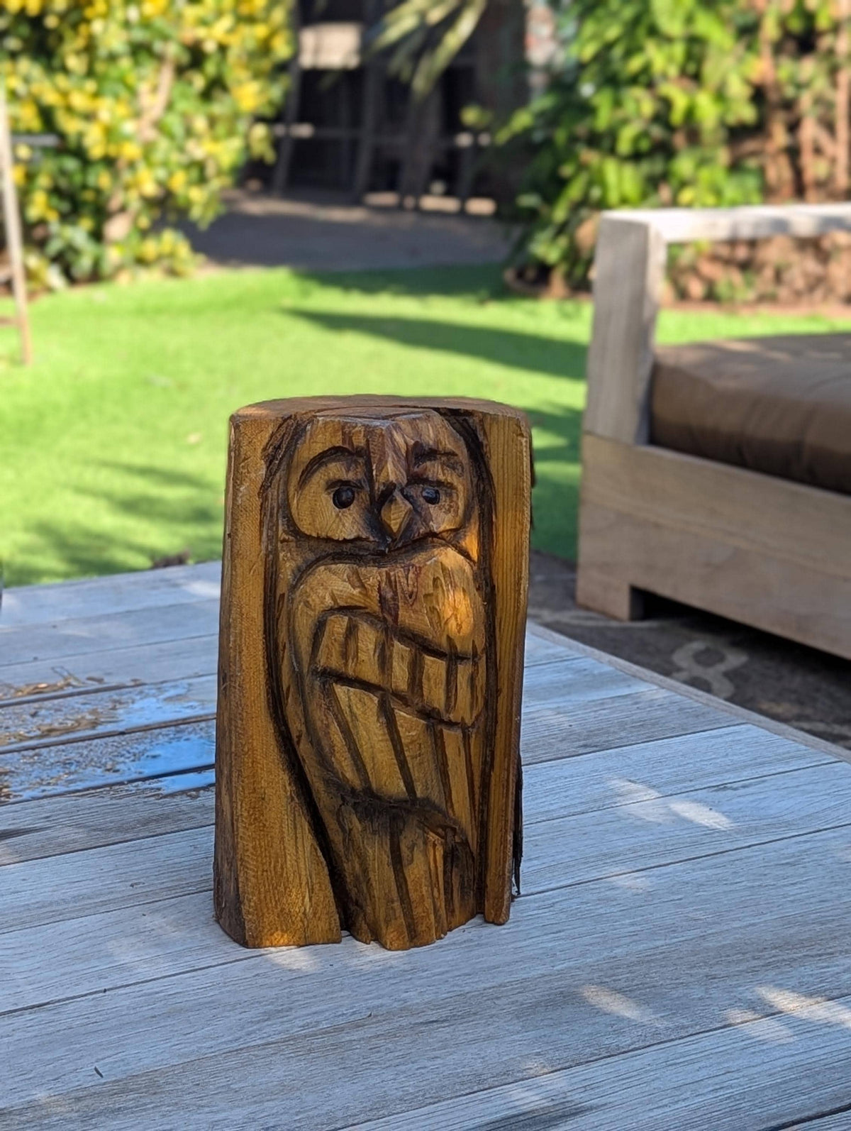 Barn Owl Outdoor Decor | Original Chainsaw Yard Art to Enhance Your Porch, Patio, Garden or Backyard with this Nocturnal, Moonlight Guardian