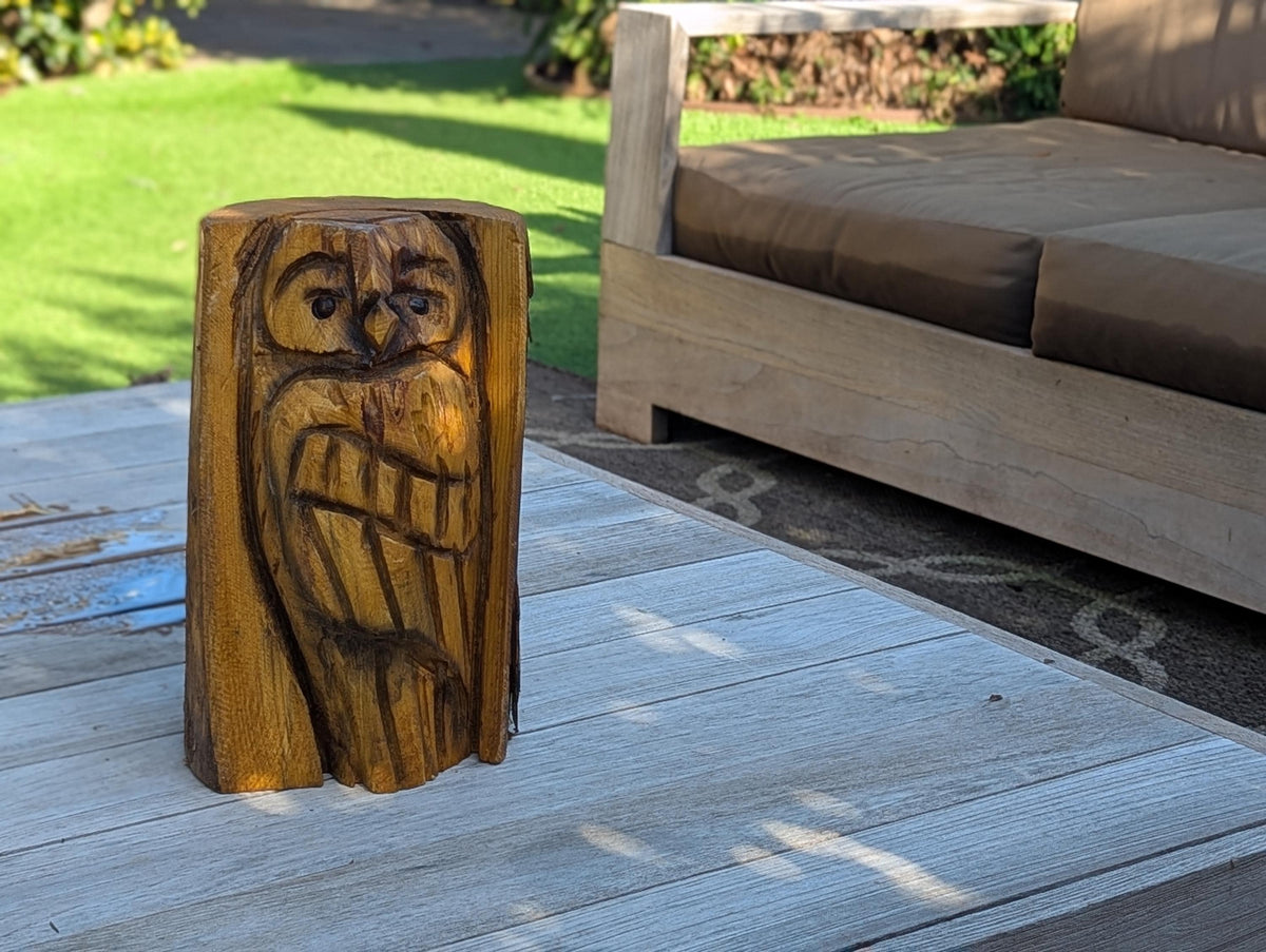 Barn Owl Outdoor Decor | Original Chainsaw Yard Art to Enhance Your Porch, Patio, Garden or Backyard with this Nocturnal, Moonlight Guardian