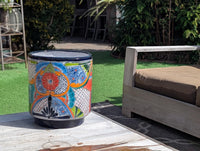 14" Tall Round Flower Pot is Colorful Talavera Ceramic Planter, Handmade Mexican Pottery | Garden Art, Home Decor or Housewarming Gift