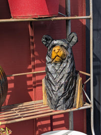 Black Bear Home Decor & Yard Art | Handmade by Chainsaw in Texas Wooden Statue for Your Kitchen Counter, Home Accent or Yard Art