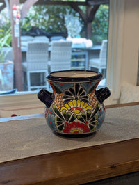 Colorful 10.5" Round Planter Talavera Ceramic Flower Pot | Handmade Mexican Pottery Outdoor Garden Decor or Indoor Home Decor, Unique Gift