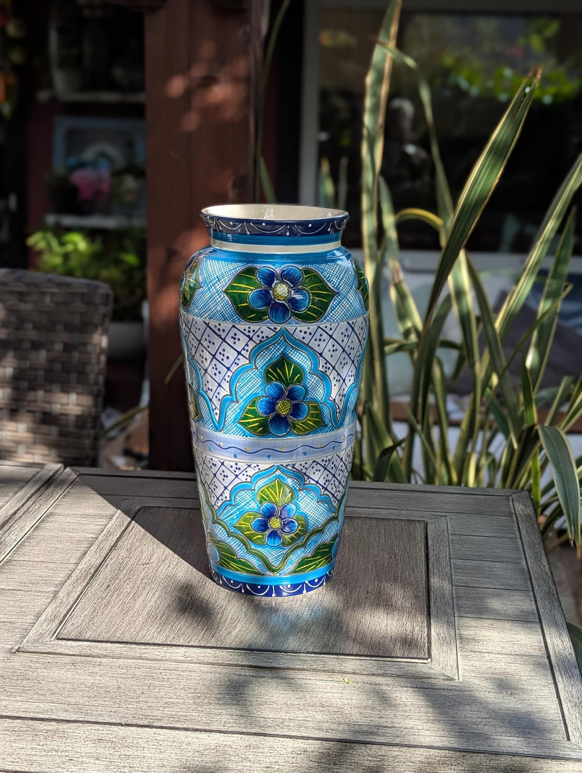 Ceramic Talavera Vase is Exquisite Handmade Mexican Pottery | Decorative Floral Vase is Gorgeous Home Decor & Centerpiece