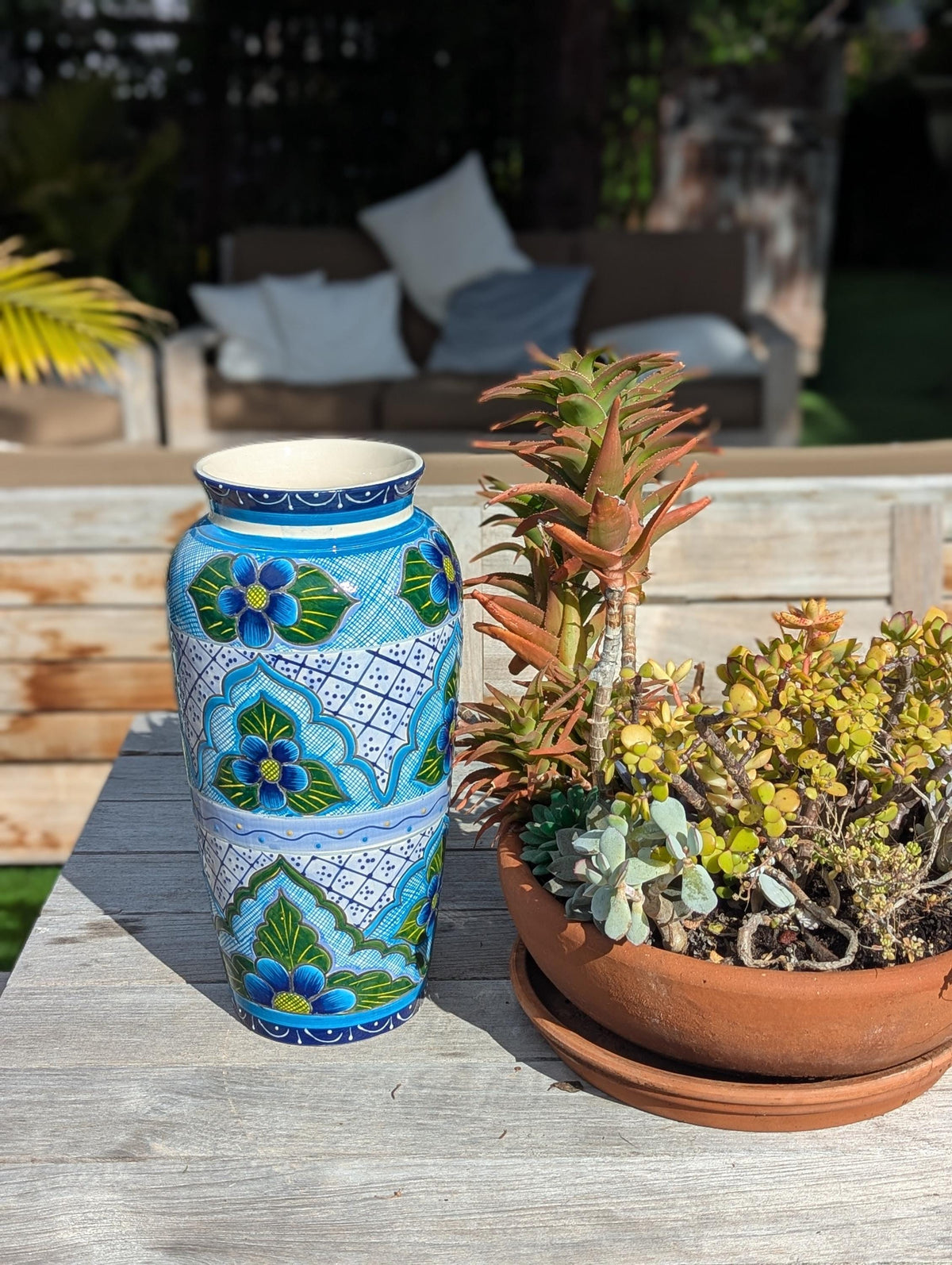 Ceramic Talavera Vase is Exquisite Handmade Mexican Pottery | Decorative Floral Vase is Gorgeous Home Decor & Centerpiece