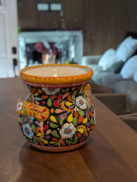 Colorful 10.5" Round Flower Pot, Talavera Ceramic Planter, Handmade Pottery is Outdoor Garden Decor, Indoor Home Decor