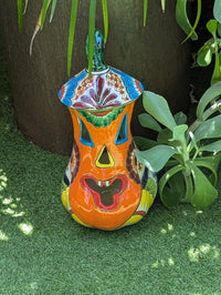 Halloween Pumpkin Decor, Talavera Pottery, Jack-o-Lantern Home Decoration, Handmade Mexican Art for Outdoor Patio Decor or Trick or Treat