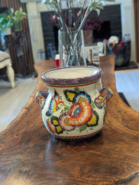 Hummingbirds Flower Pot 10.5" Round Talavera Ceramic Planter is Handmade Pottery for Outdoor Garden Decor or Indoor Home Decor